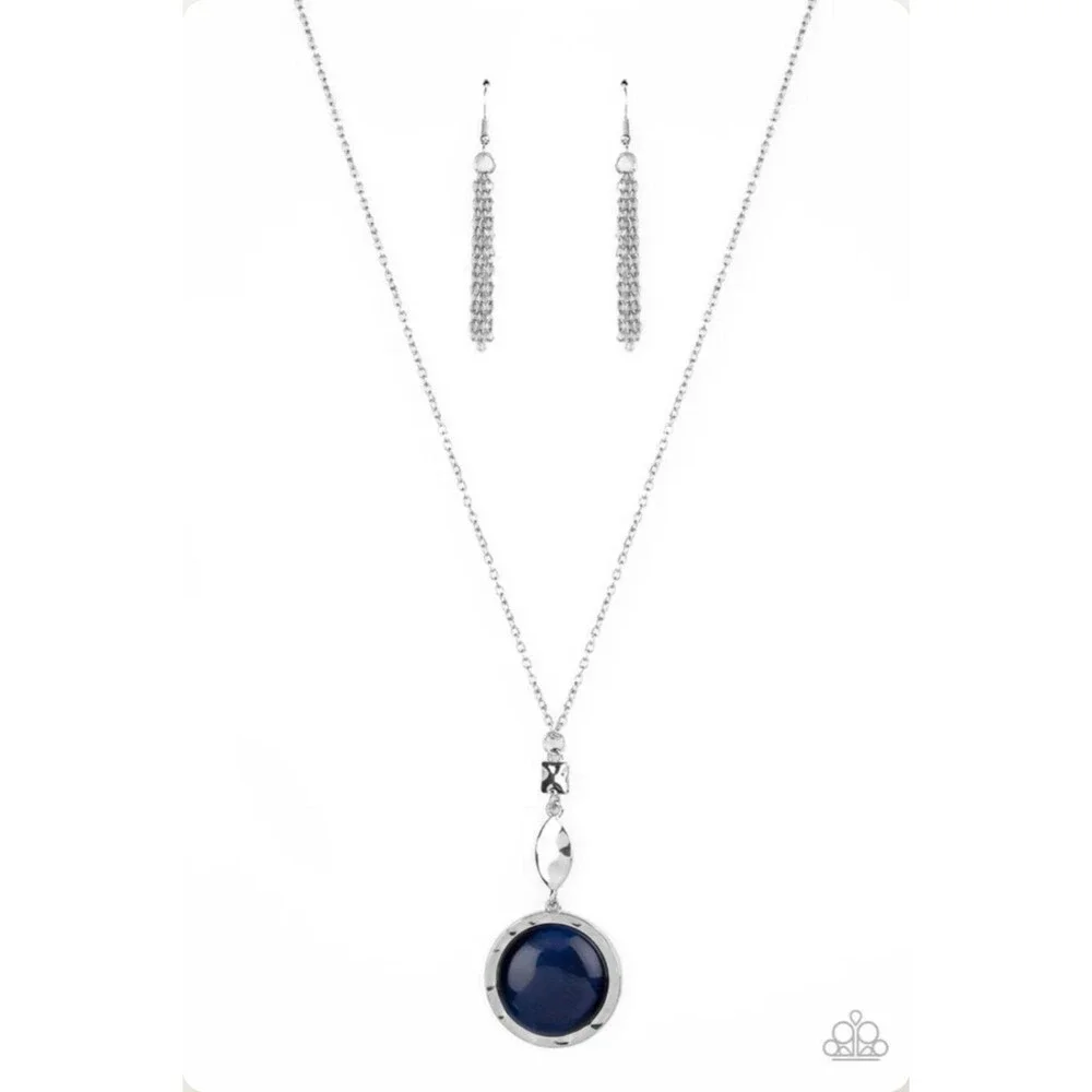 Paparazzi Magic Carpet Cruise Blue Moonstone Silver Necklace - NWT Modern